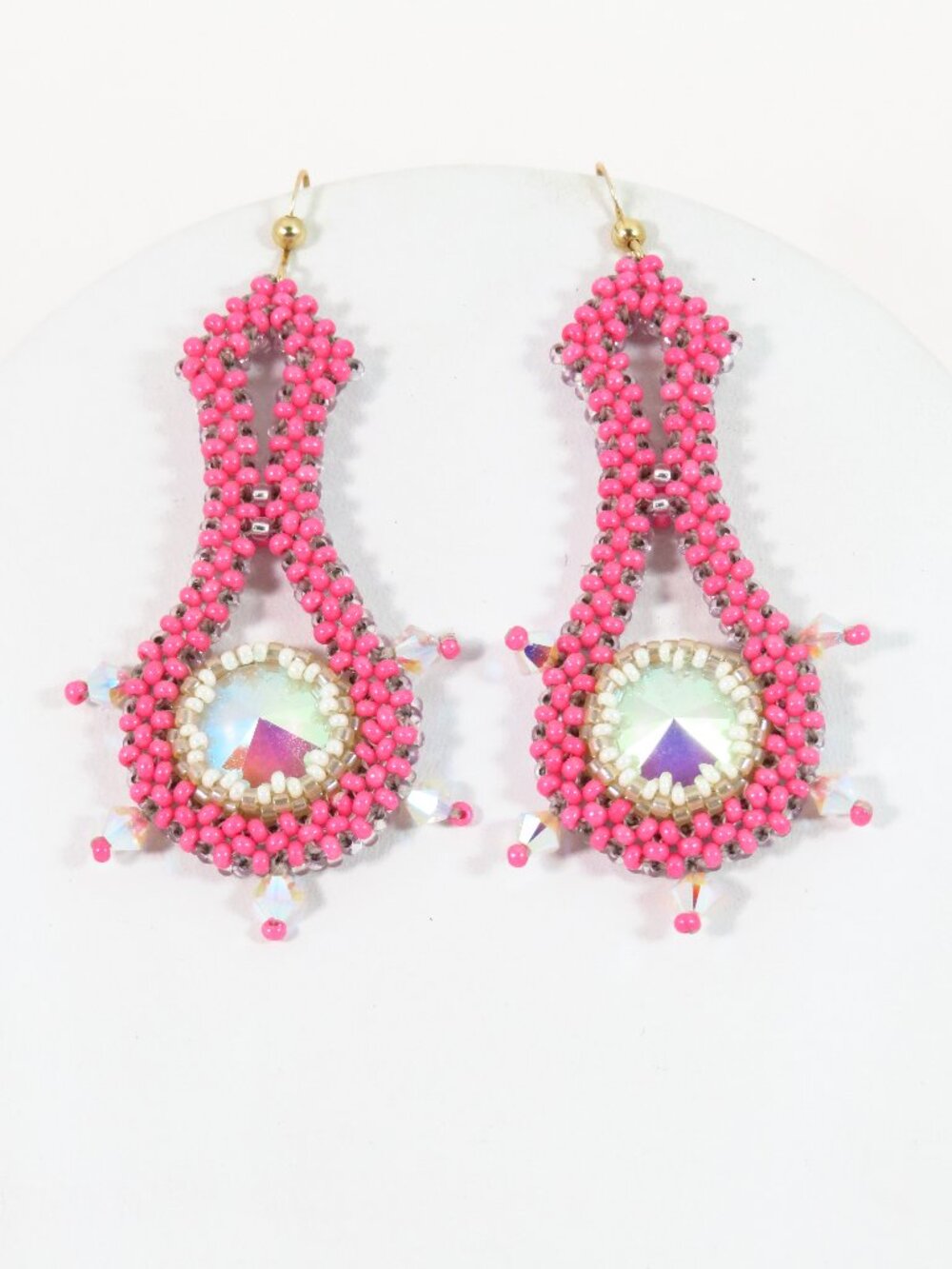 Pink beaded earrings handmade